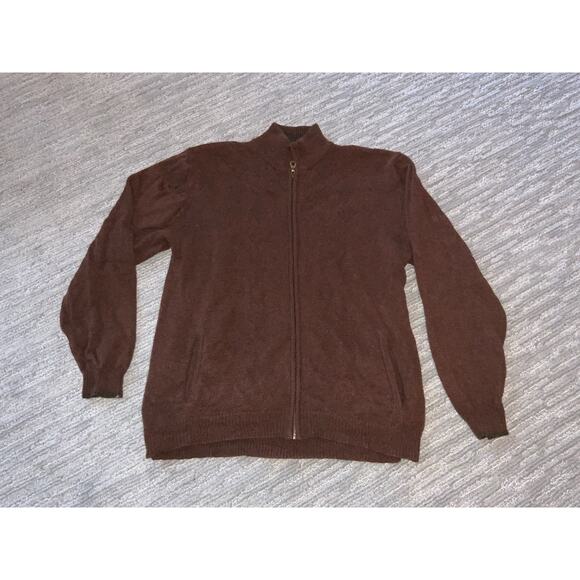 Pendleton Mens Sz L 100% Pure Virgin Shetland Wool Zip Up Sweater Maroon - Picture 1 of 6
